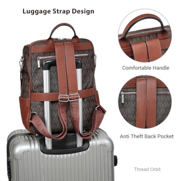 Vegan Leather Convertible Backpack Purse 15.6 Inch Laptop Work Travel Bag main image 4